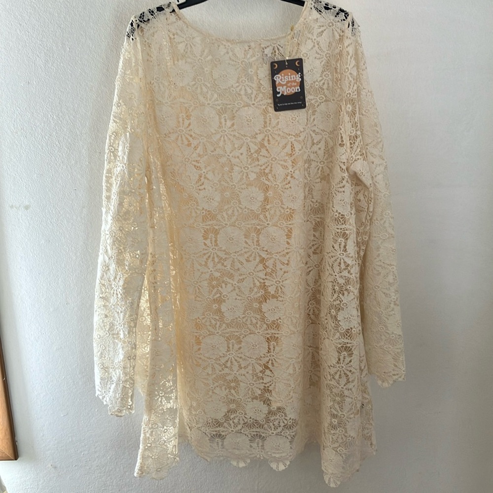 The Hippie Shake Cream Lace Bell Sleeves Dress Size 20 Stevie Nicks Boho Wedding